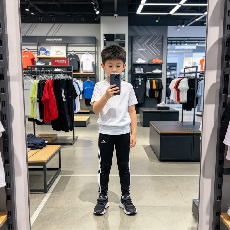 Adidas阿迪达斯小童紧身休闲三条杠打底夏季款长裤H65800