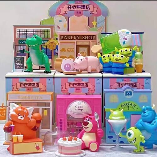 正版MINISO名创优品皮克斯开心甜品街系列盲盒草莓熊开心烘焙店