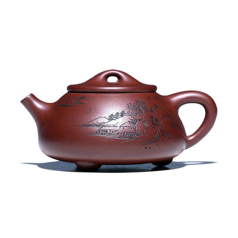 古悦堂 紫砂壶宜兴纯全手工正名名家茶壶 大容量刻绘石瓢壶底槽