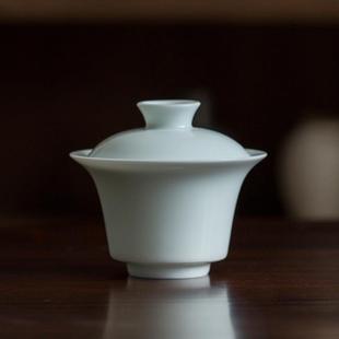 爆款湖田窑影青二才手抓盖碗薄胎防烫手大撇口马蹄盖碗功夫茶泡茶