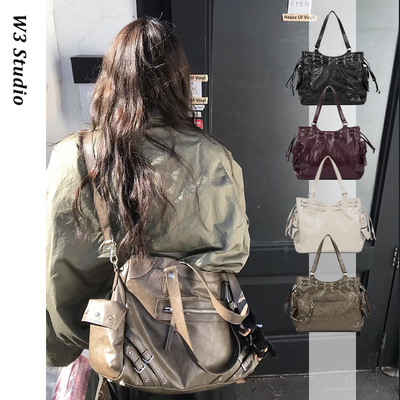 欢迎对比yb！韩系油蜡皮机车包