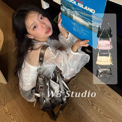 W3Studio韩国小众Yeomim机车包大容量y2k辣妹星星单肩斜跨托特包