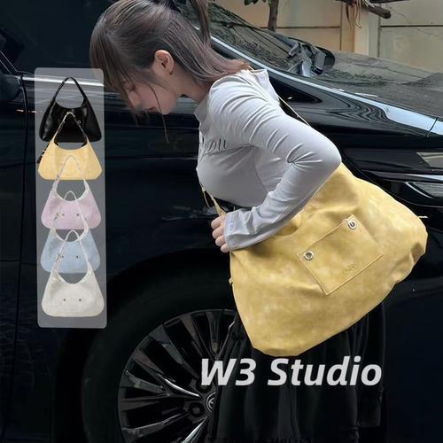 W3Studio韩国小众Leterie双面波点包大容量y2k辣妹单肩斜跨托特包