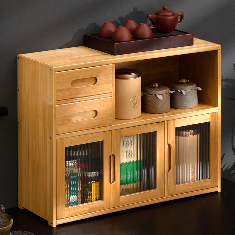 茶叶置物架茶水柜子茶p台小茶桌台面家用实木功夫边几茶具边柜茶
