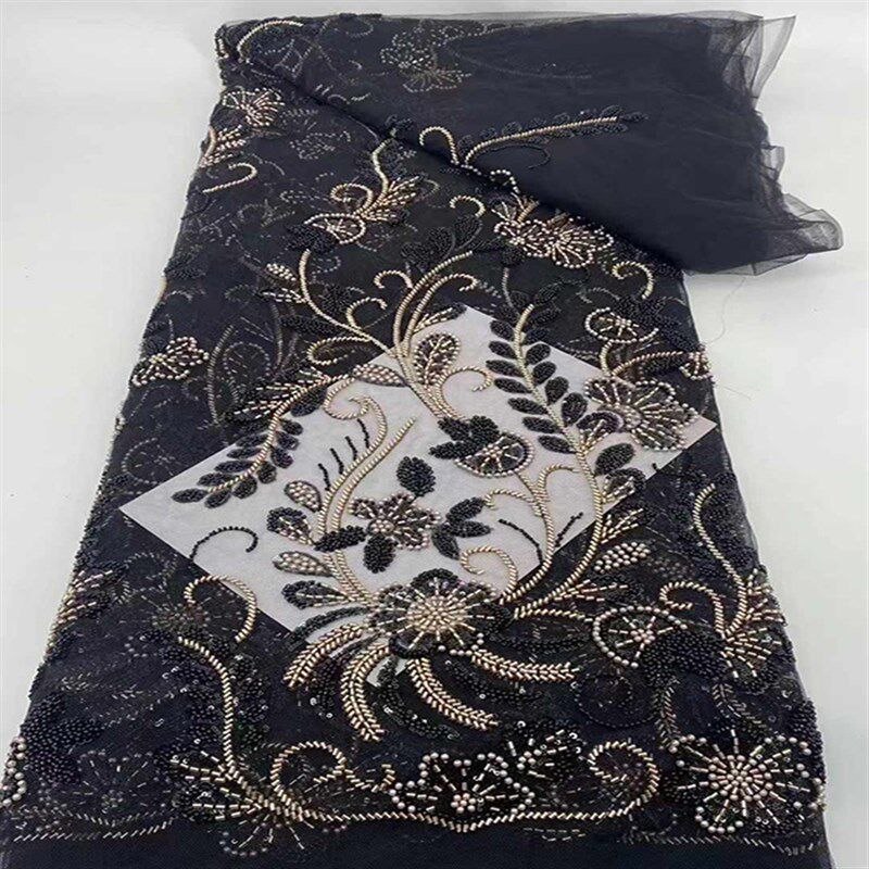 外贸新款珠绣花网纱刺绣布料手工diCy服装面料礼服婚纱头饰辅料la