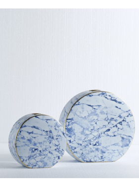 新款水波纹装饰花器扁款干花花瓶高温陶瓷花O插样板房家居软装饰