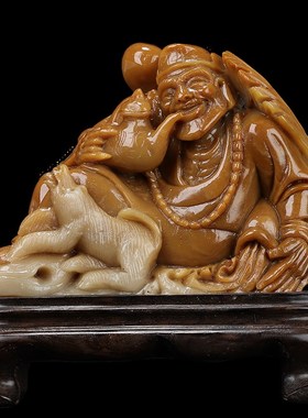 寿山石芙蓉石《活佛济公》家居摆件 金石篆刻N 玄关客厅手工雕刻