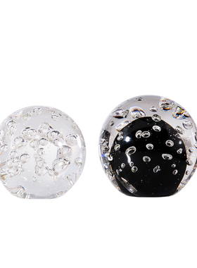 黑白透明玻璃水晶气泡球摆件轻奢家居样板间办公室U书房装饰小摆