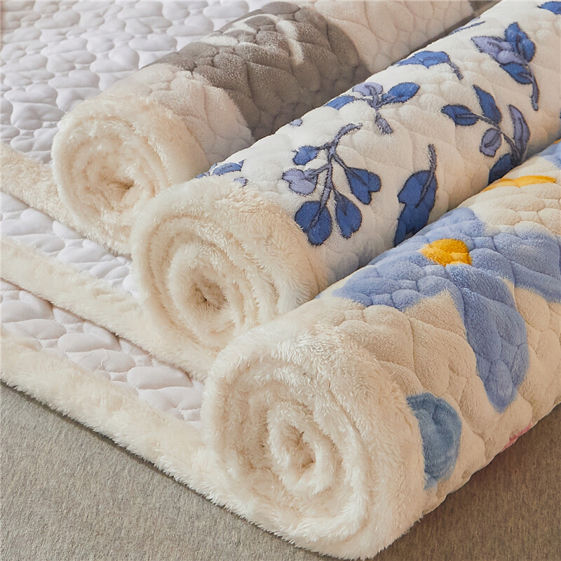 A类牛奶绒床垫夹棉加厚珊瑚法兰床褥子薄榻榻米盖护垫床单铺毯