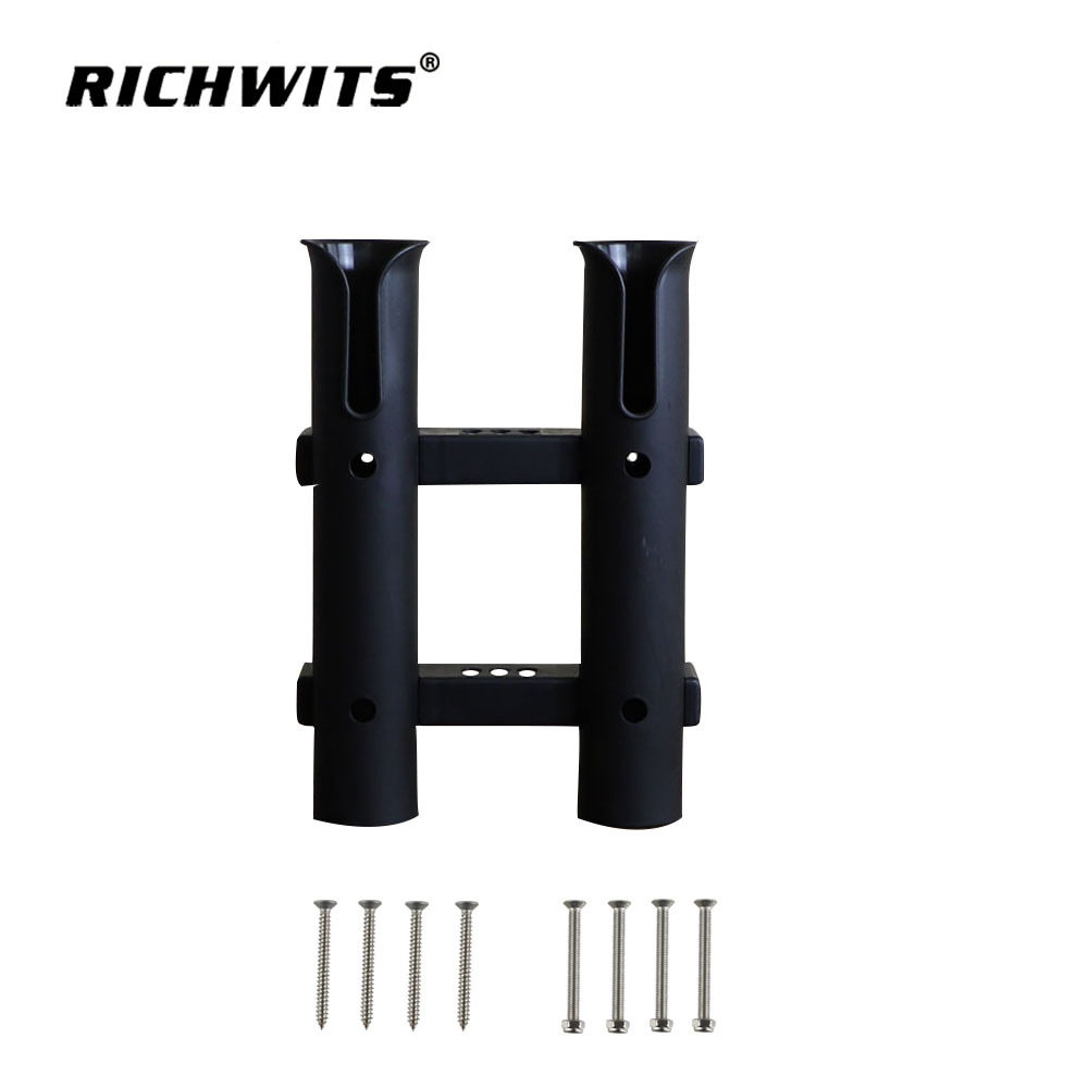 黑色白色两孔可拆卸鱼竿筒塑料船用鱼竿座游艇钓箱支架