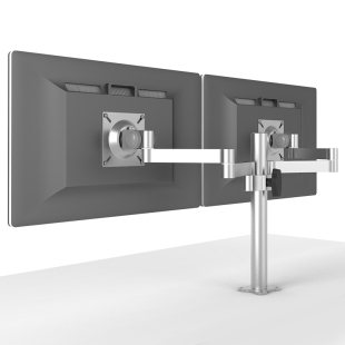 孔左右悬臂伸缩屏幕挂架 昊雄双屏桌面显示器支架工业设备VESA安装