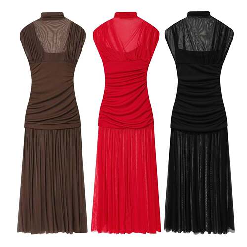 Women's New Boat Neck Sleeveless Sexy Hollow Out Ruched