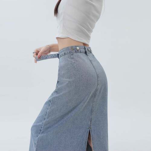 Women Casual Fitted Midi Skirt Color Natural Waist