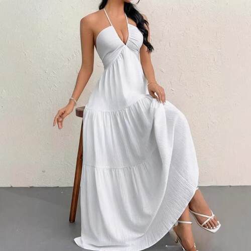 Women Plain Dress Summer Clothes Casual Sleeveless Beach