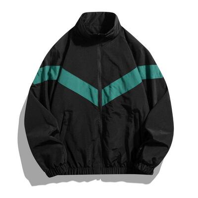 Men Casual Stand Collar Jacket Features contrasting color