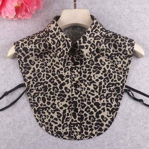 Women Detachable Leopard Print Collar French Boho Versatile