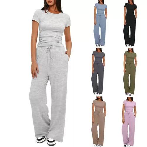 Women's Casly Lamiit 2-Piece Outfits - V-Neck Cap Sleeve Top