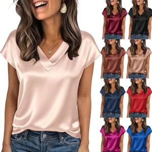 Women Cap Sleeve Blouse V Neck Casual Wear Trending