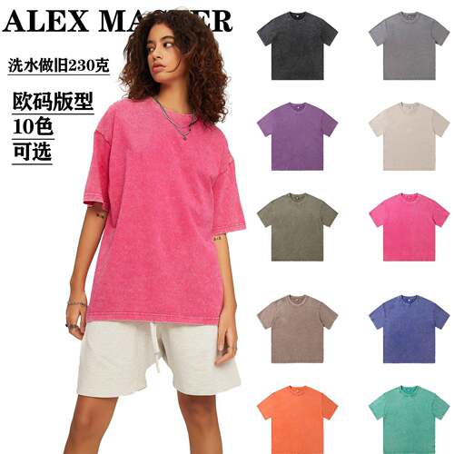 Women Oversized Shirts Acid Washed Unisex Tee Sleeve Casual