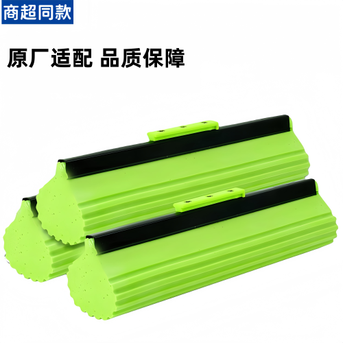 绿色通用吸水海绵拖把替换滚轮式