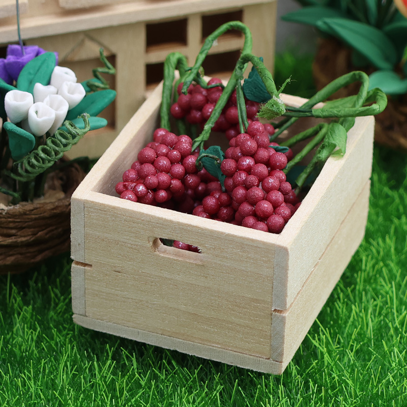 1:12迷你娃娃屋家具厨房客厅摆件手工树脂紫葡萄串青葡萄串模型