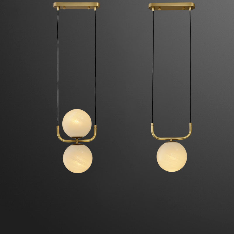 现代风格餐厅搭配吊灯简约全铜客厅灯家用吧台灯儿童卧室床头灯具