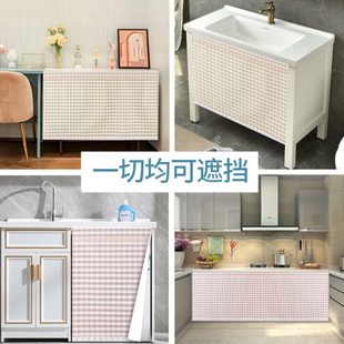 橱柜简易家用布帘门帘通书柜鞋 高档帘子帘防尘自粘式 柜隔断遮挡餐