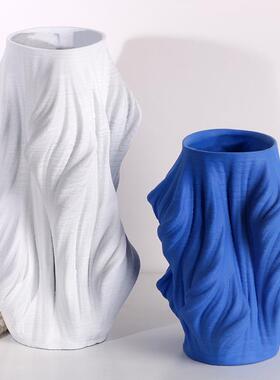 爆款极简几何异形树脂花瓶摆件创意现代客厅样板房桌面花器装饰品