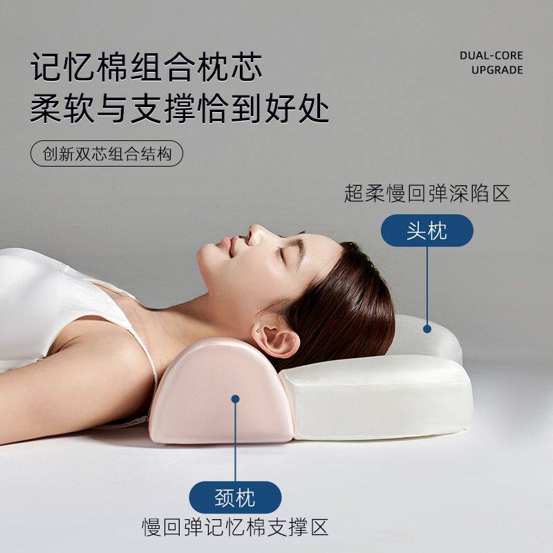 二合一护颈牵引枕头颈椎专用枕芯零压慢回弹双芯记忆棉高档枕芯