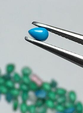 爆款天然染色蓝松石小梨形2*31.5*2.5水滴平底素面首饰配石