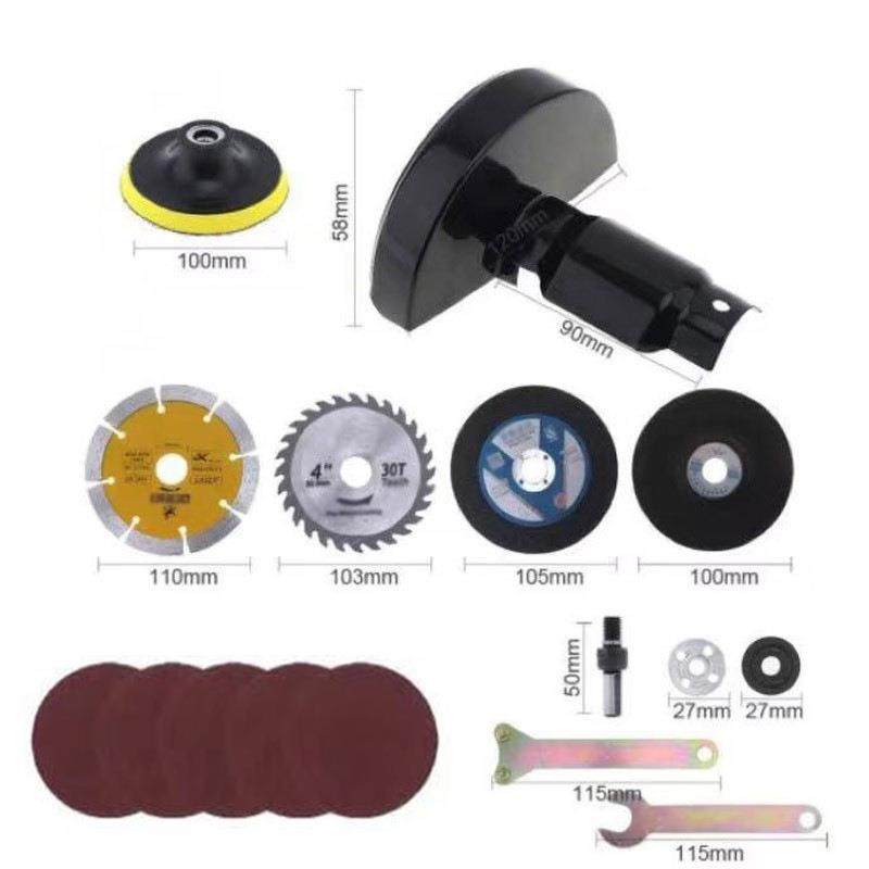 爆款17件套手电钻变角磨机转换杆木工切割打磨抛光除锈打磨片自粘