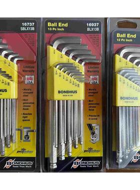 美国BONDHUS波顿英制加长球头内六角扳手16737 16937 16936内六角