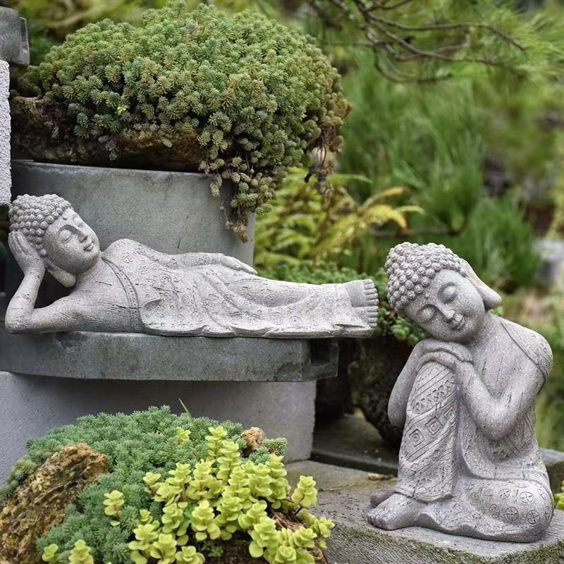 新中式佛像摆件户外花园微景观庭院造景装饰摆设室外禅意鱼缸布置-封面