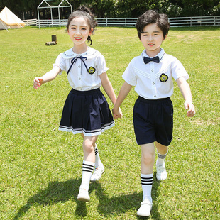 一年级舞蹈演出服幼儿园园服夏装 英伦学院风儿童校服套装 小学生班