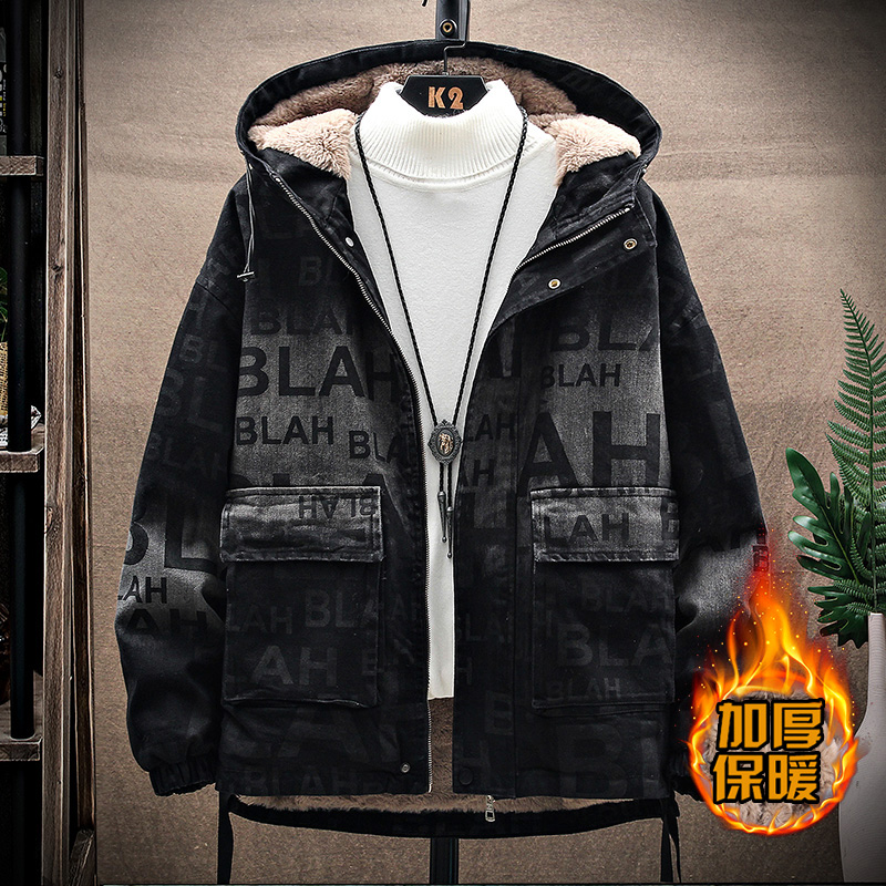 秋冬美式复古保暖百搭牛仔外套