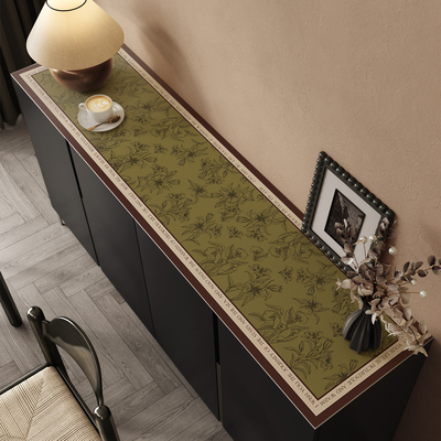 复古餐边柜桌垫电视柜台面保护垫中古风桌布防水防油鞋柜玄关桌布