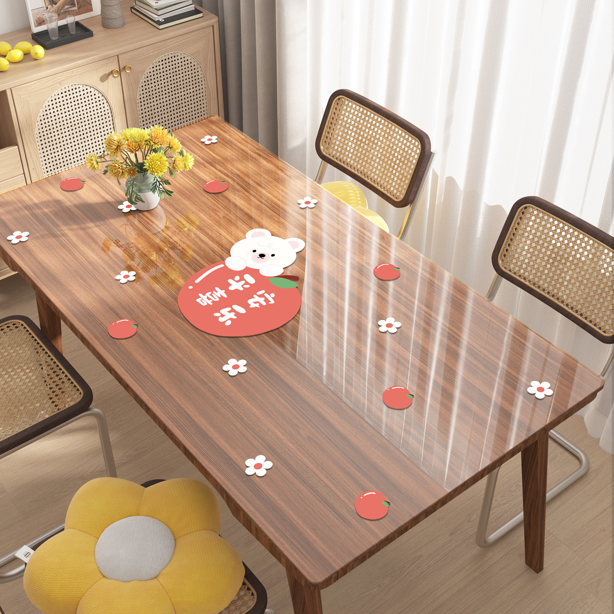 卡通透明软玻璃桌垫加厚防油防水桌布防烫免洗PVC餐桌垫茶几桌布,居家布艺,桌布,淘宝优惠券,粉丝福利购,淘宝优惠卷