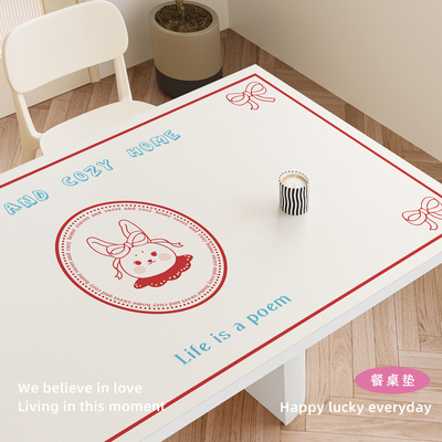 新款奶油风桌布防水防油免洗防烫餐桌垫长方形桌布家用茶几保护垫
