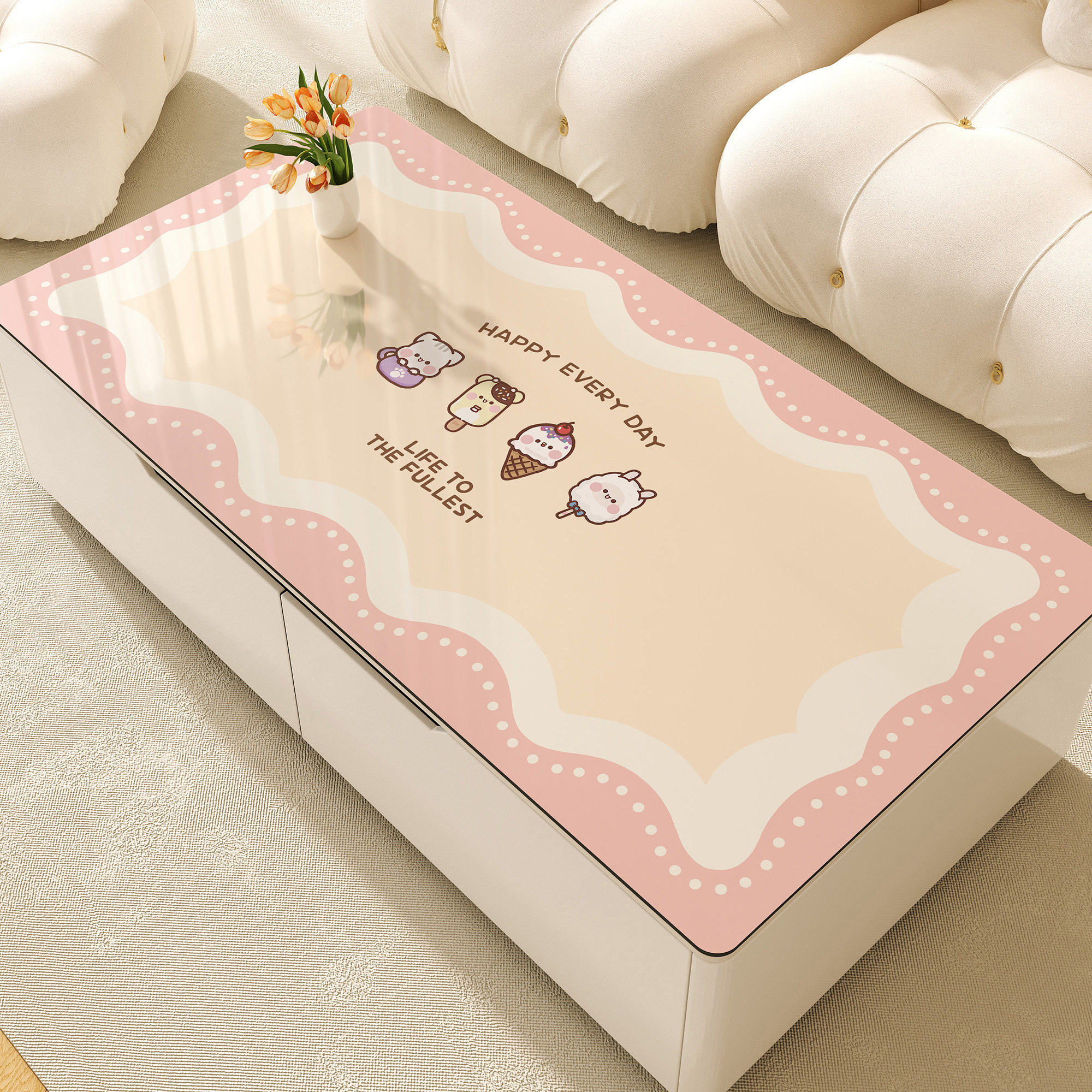 客厅茶几桌布防水防油免洗餐桌垫卡通软玻璃桌垫高级感台面保护垫,居家布艺,桌布,淘宝优惠券,粉丝福利购,淘宝优惠卷