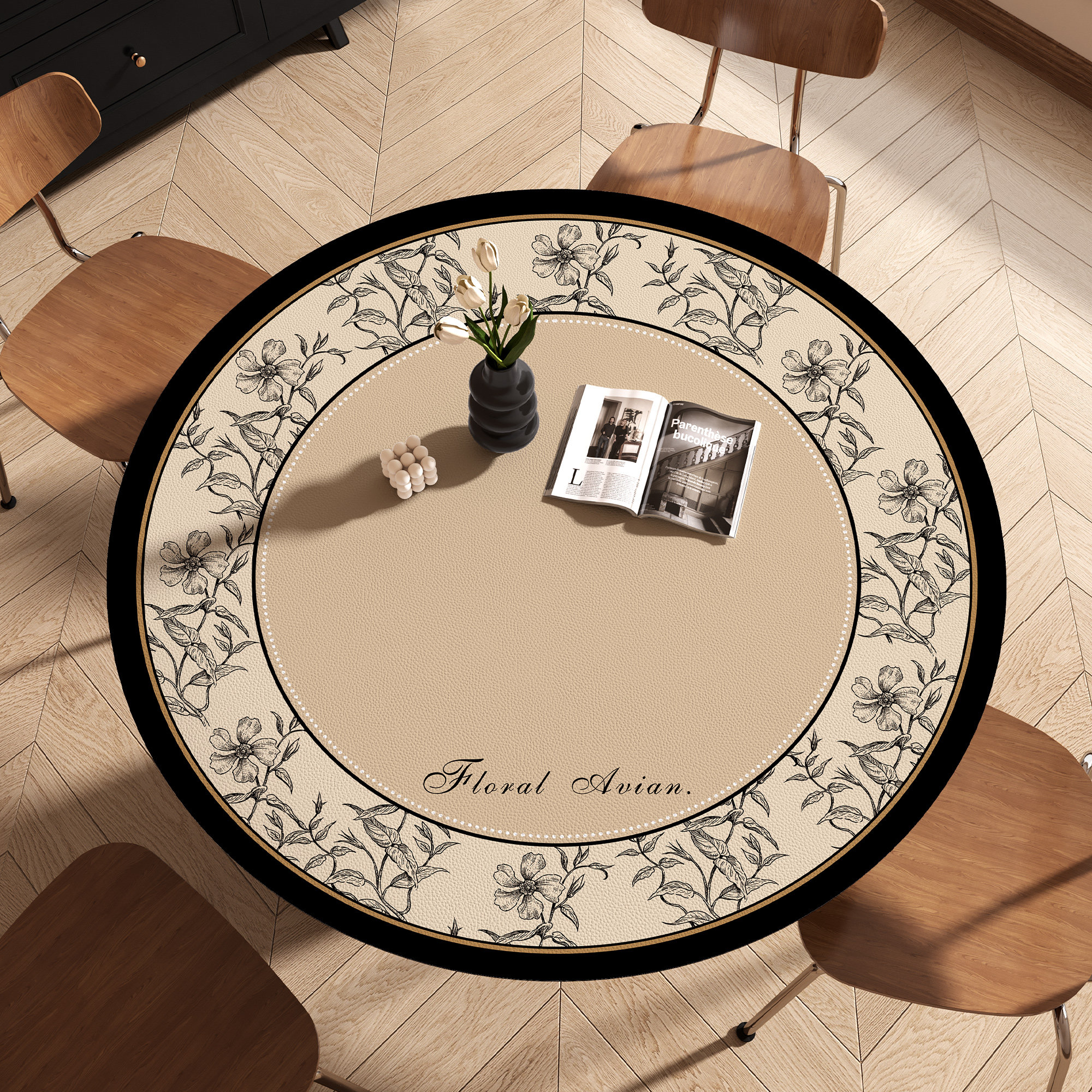 法式圆桌桌布免洗防水防油防烫圆形餐桌垫高级感皮革茶几保护垫子,居家布艺,桌布,淘宝优惠券,粉丝福利购,淘宝优惠卷