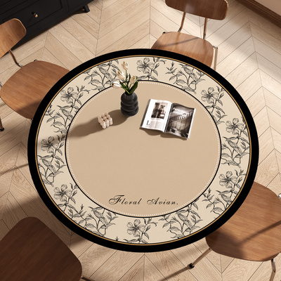 法式圆桌桌布免洗防水防油防烫圆形餐桌垫高级感皮革茶几保护垫子