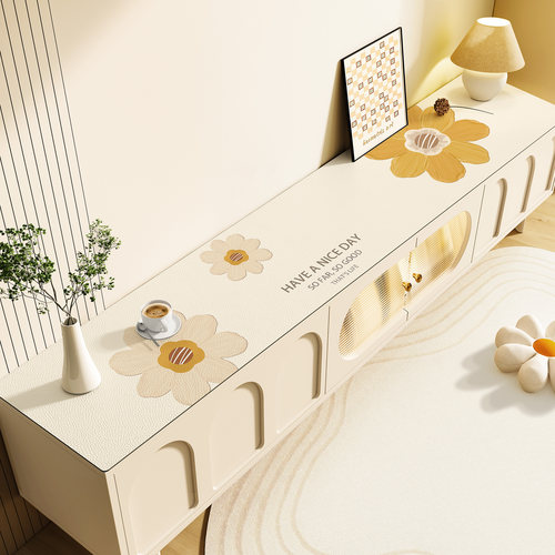 北欧轻奢高级感电视柜桌垫皮革