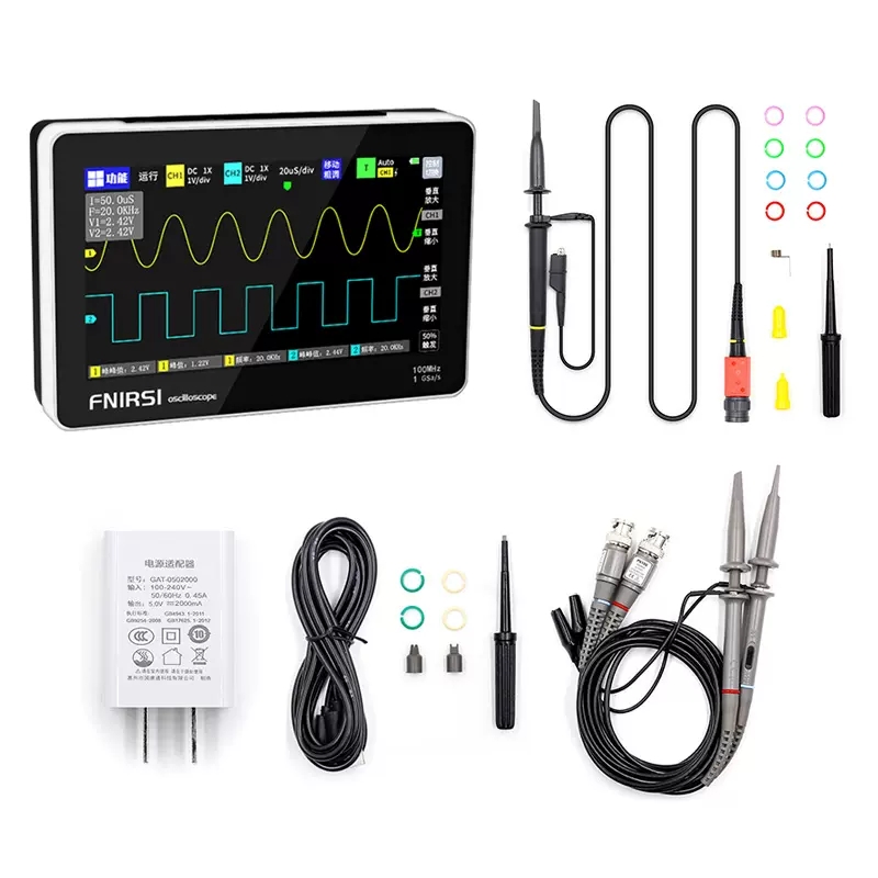 FNIRSI 1014D数字存储示波器100MHz双信道示波器讯号产生器二合一