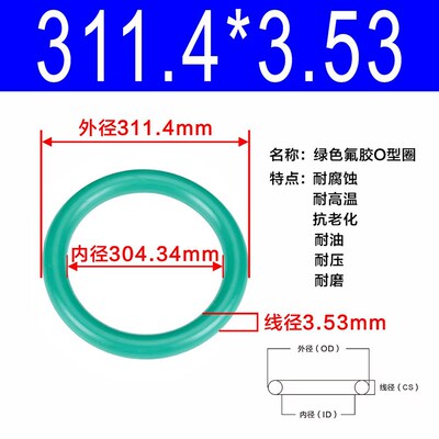 氟胶O型圈内径247.24/253.59/266.29/278.99/291.69/304.39*3.53