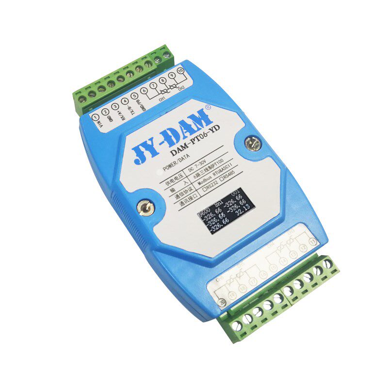 6路PT100热电阻温度采集变送器 Modbus隔离485通讯LCD显示PT06-YD