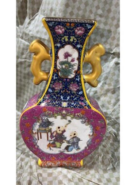 景德镇陶瓷瓷瓶j摆件陶瓷花瓶彩仿古彩瓶摆件青花瓷仿古古董珐琅