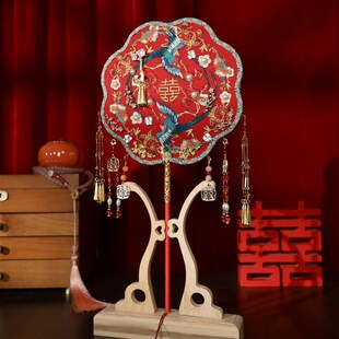 团扇新娘结婚材料diy手工刺绣秀禾嫁喜扇婚礼成S品双面高级婚扇子