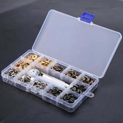 100 Sets Metal Snap Fastewners Kit Snap Buttons Press Studs