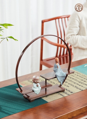 老挝大红酸枝桌面收o纳架红木新中式小博古架茶室茶具置物架摆件