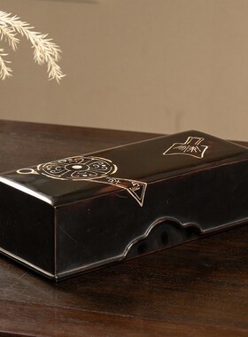 清代大漆嵌螺钿古币纹盖盒老物件文玩收藏漆Q器艺术品摆件文房盒